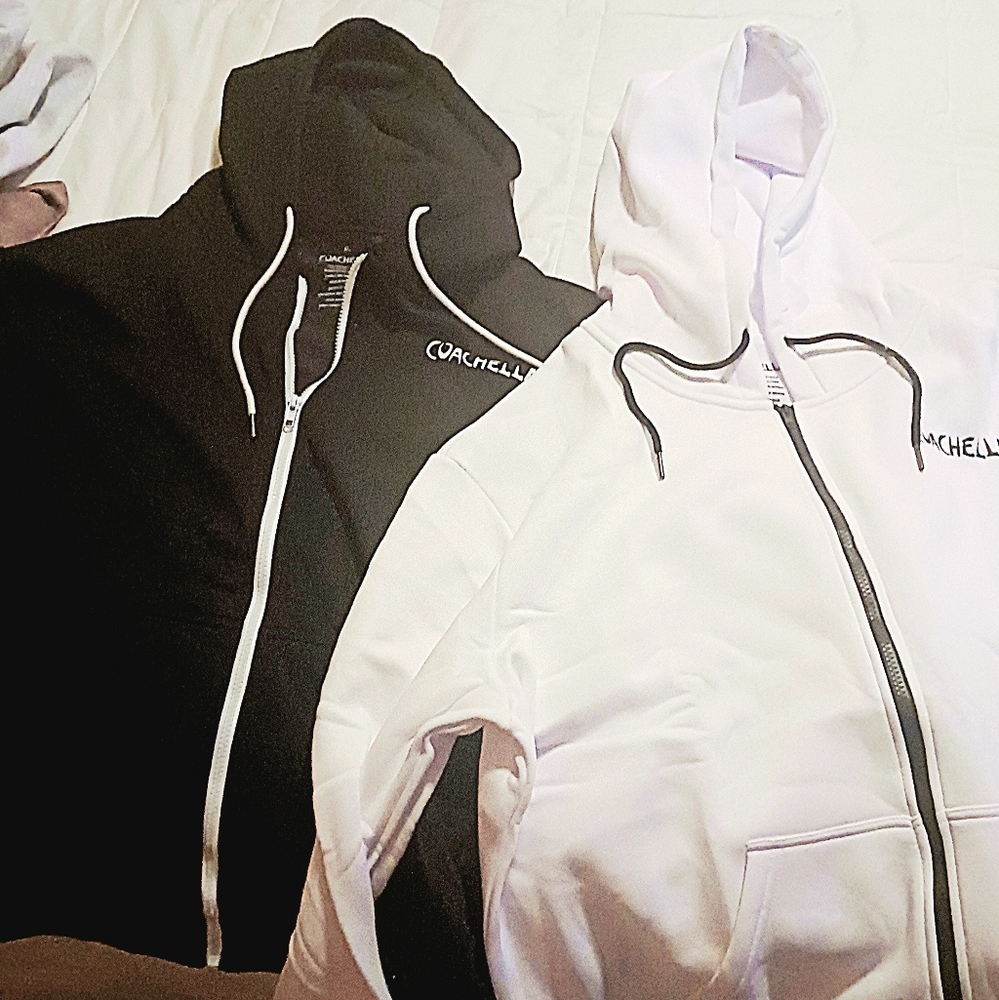 COACHELLA 'Roadie' Zip Up Hoodies (Black Or White)
